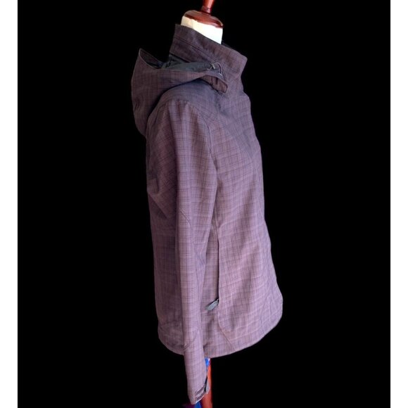 REI Lavender Purple Plaid Rain Jacket Detachable Hood Women's Size Small EUC - Picture 8 of 9